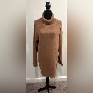 ENTRO Camel Turtleneck Sweater Dress - Size Large
